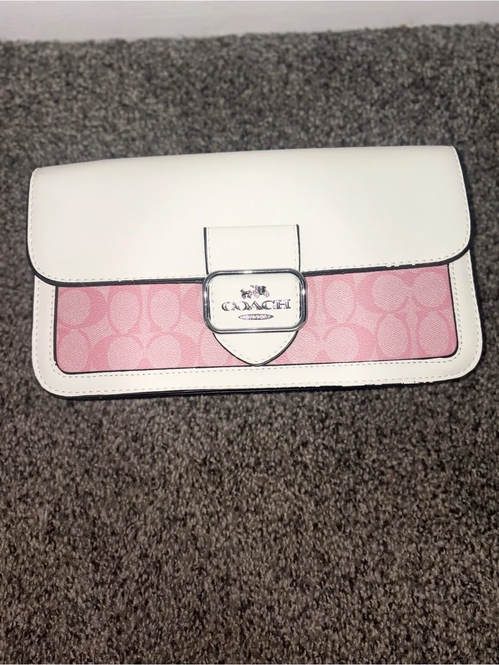 Coach Pink and White Signature Clutch